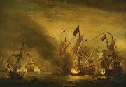 VELDE, Willem van de, the Younger, The burning of the Royal James at the Battle of Solebay